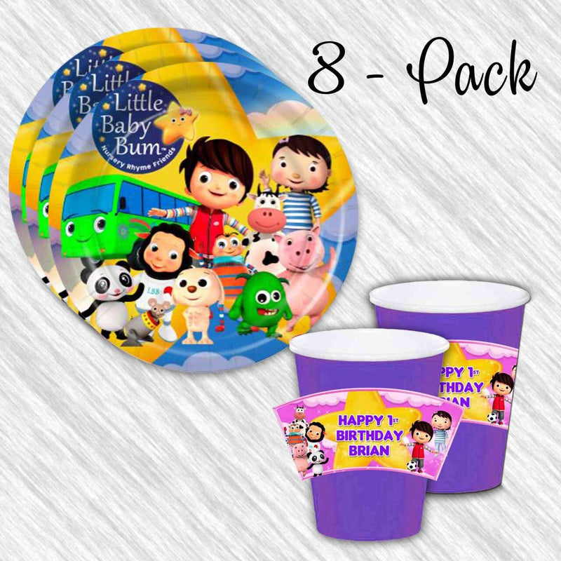 Little Baby bum paper plates, cups and napkins - 8pack