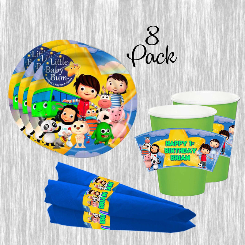 Little Baby bum paper plates, cups and napkins - 8pack