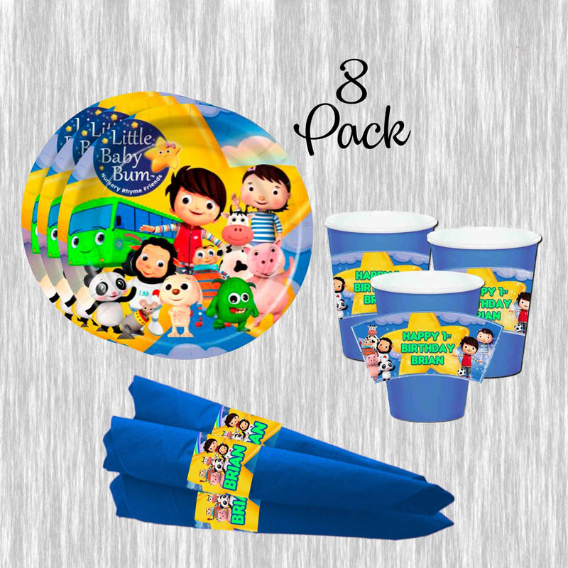 Little Baby bum paper plates, cups and napkins - 8pack