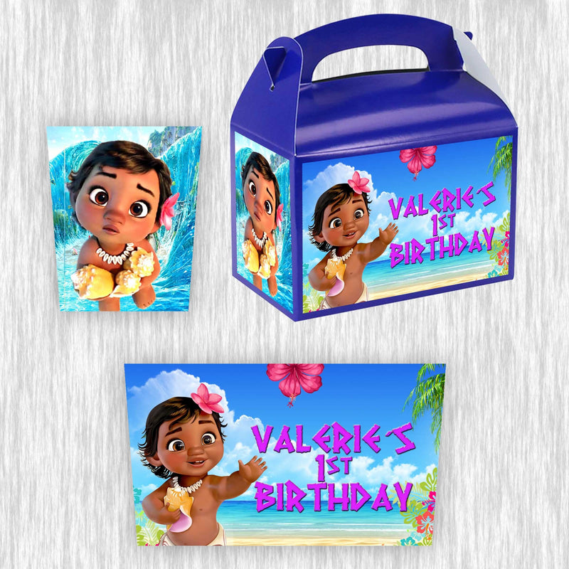 Baby Moana Small Gable box - favor box - 4.5x3in - 12pack