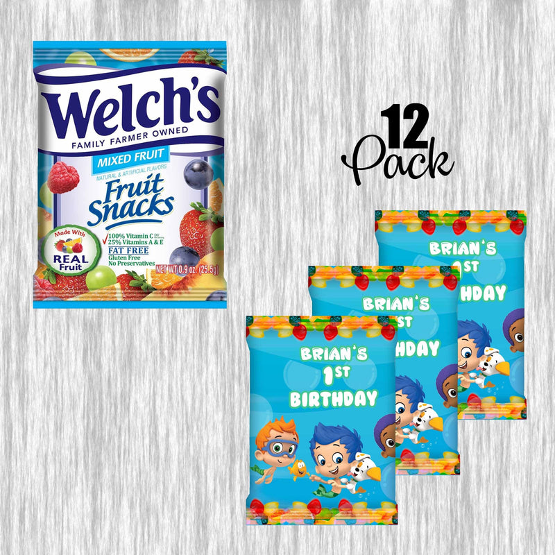 Bubble guppies customized Fruit Snack - 12Pack - Ready  for Favors!