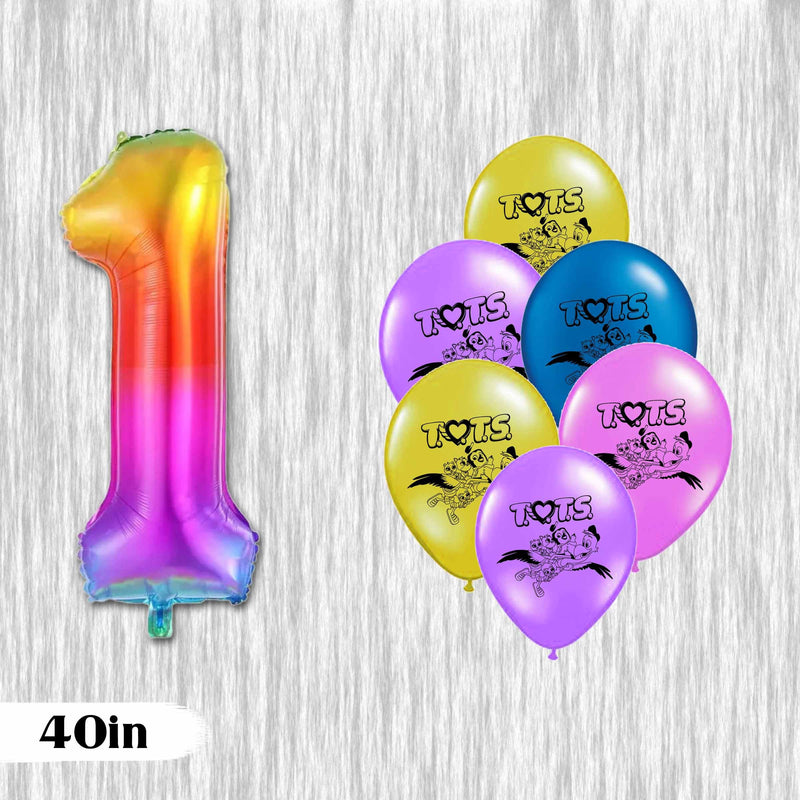 TOTS latex Balloons with foil number balloon - 12Pack