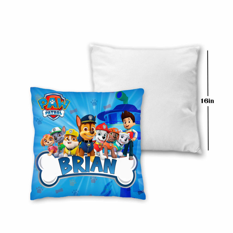 Paw Patrol Pillow with Name - 16in insert included