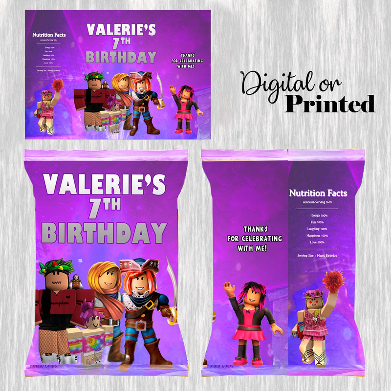 Roblox purple Bundle Party Labels or Finished Snacks