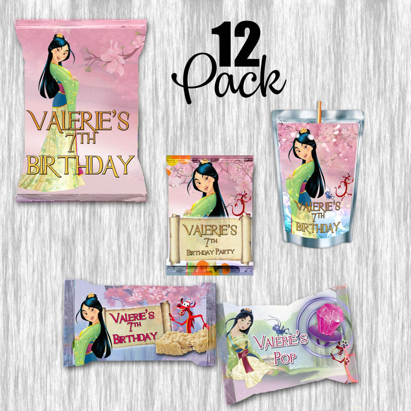 Mulan Bundle Party Labels or Finished Snacks