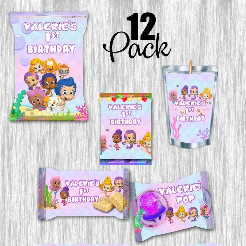 Bubble Purple Guppies Bundle Party Labels or Finished Snacks