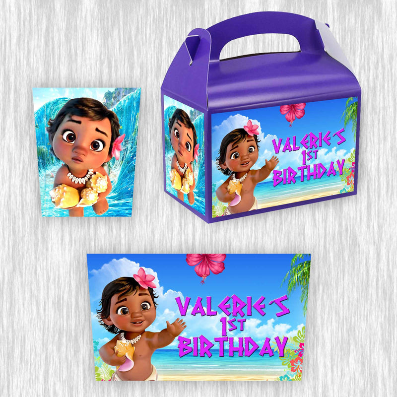 Baby Moana Small Gable box - favor box - 4.5x3in - 12pack