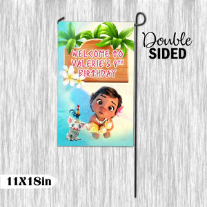 Moana Garden Flag with pole - Garden Sign - 11x18in double sided