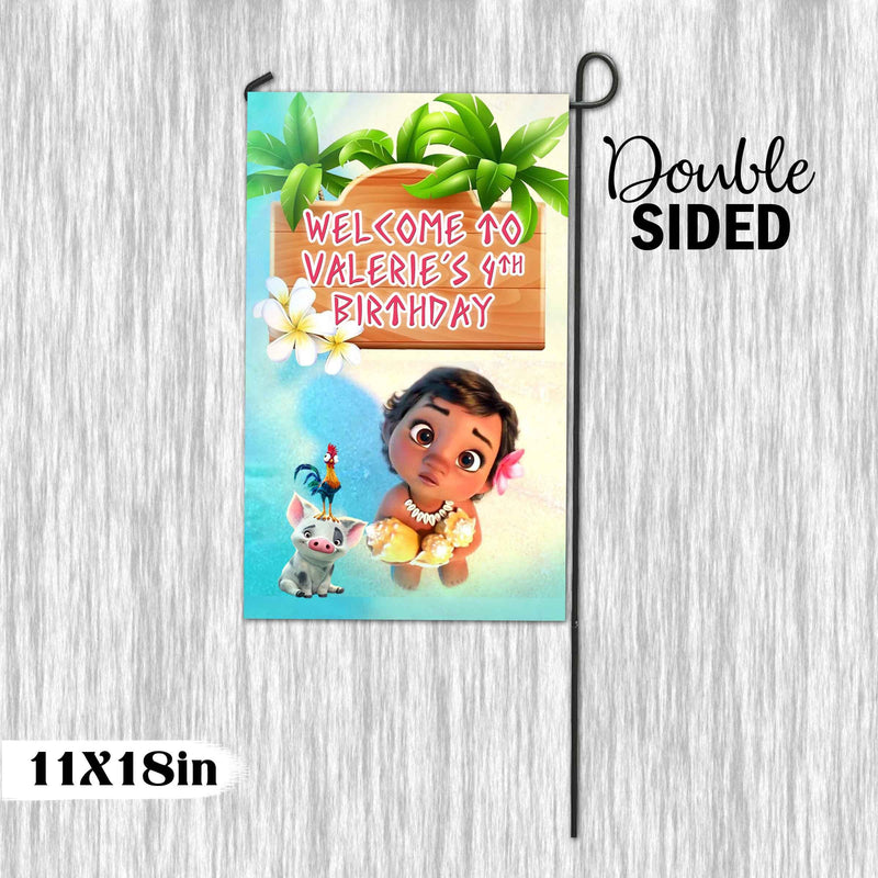 Moana Garden Flag with pole - Garden Sign - 11x18in double sided