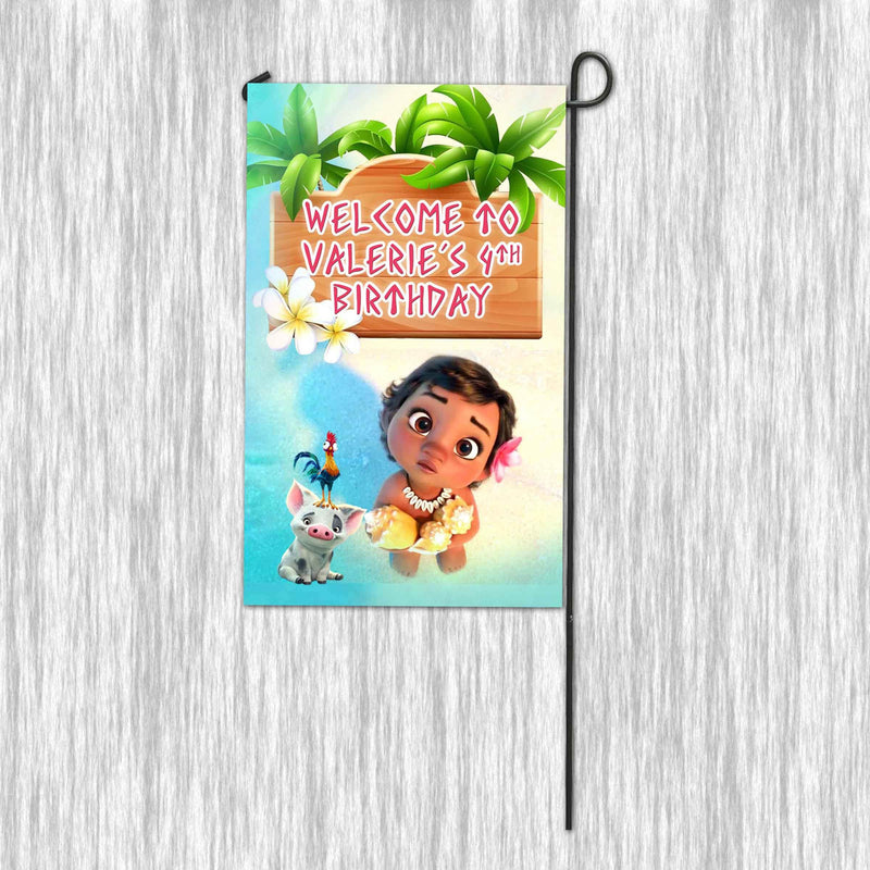 Moana Garden Flag with pole - Garden Sign - 11x18in double sided