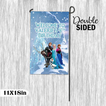 Load image into Gallery viewer, Frozen Garden Flag with pole - Garden Sign - 11x18in double sided
