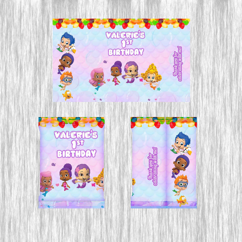 Bubble Purple Guppies Bundle Party Labels or Finished Snacks