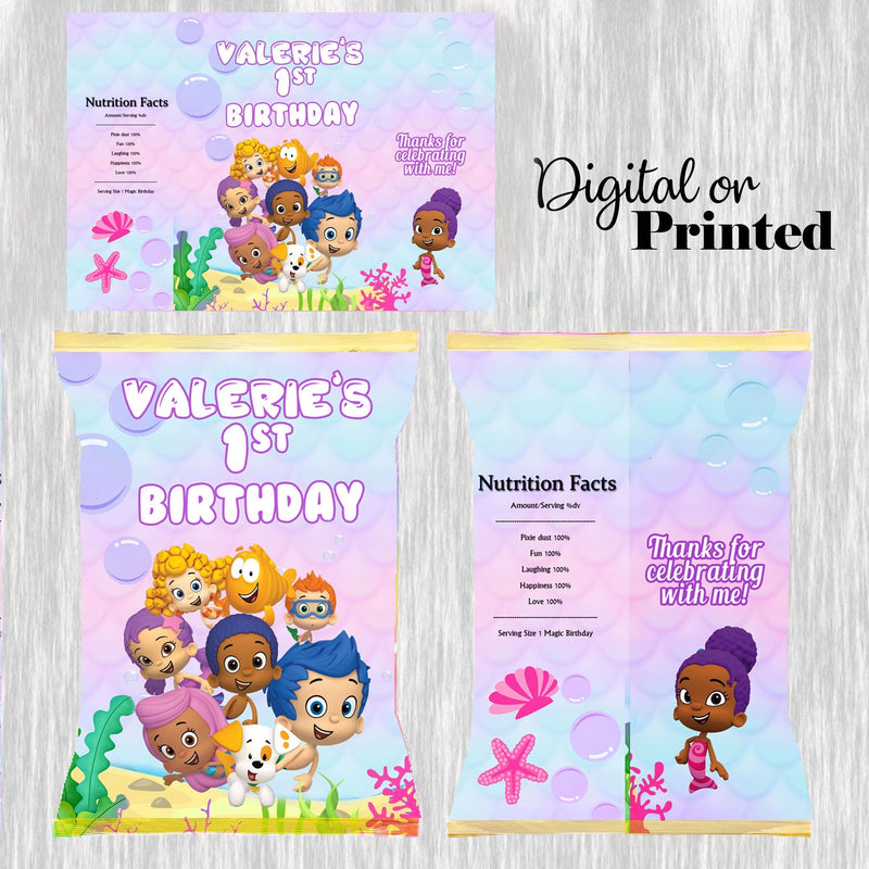 Bubble Purple Guppies Bundle Party Labels or Finished Snacks