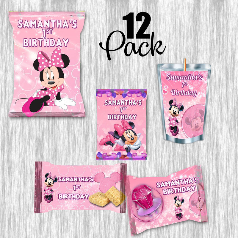 Minnie Mouse Bundle Party Labels or Finished Snacks