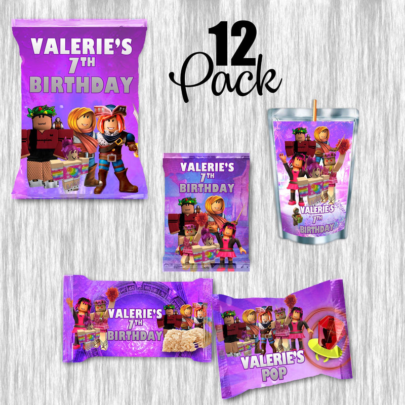 Roblox purple Bundle Party Labels or Finished Snacks