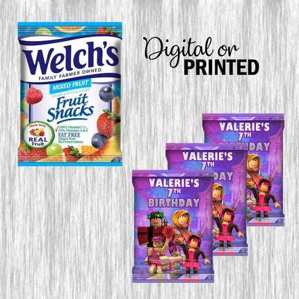 Roblox purple Bundle Party Labels or Finished Snacks