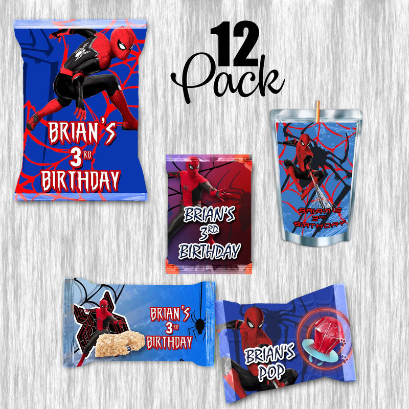 Spiderman Blue Bundle Party Labels or Finished Snacks