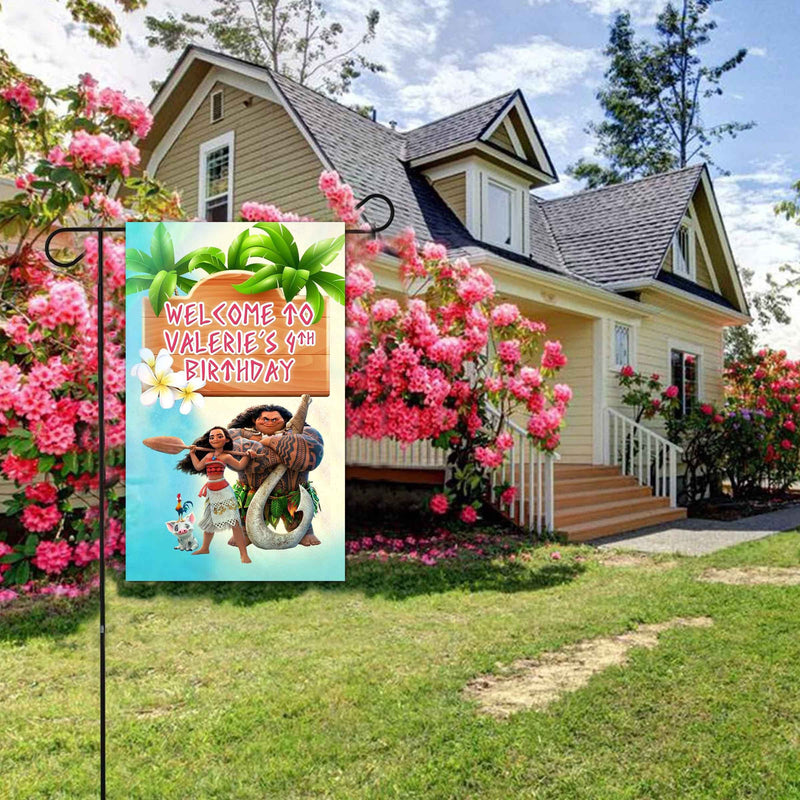 Moana Garden Flag with pole - Garden Sign - 11x18in double sided