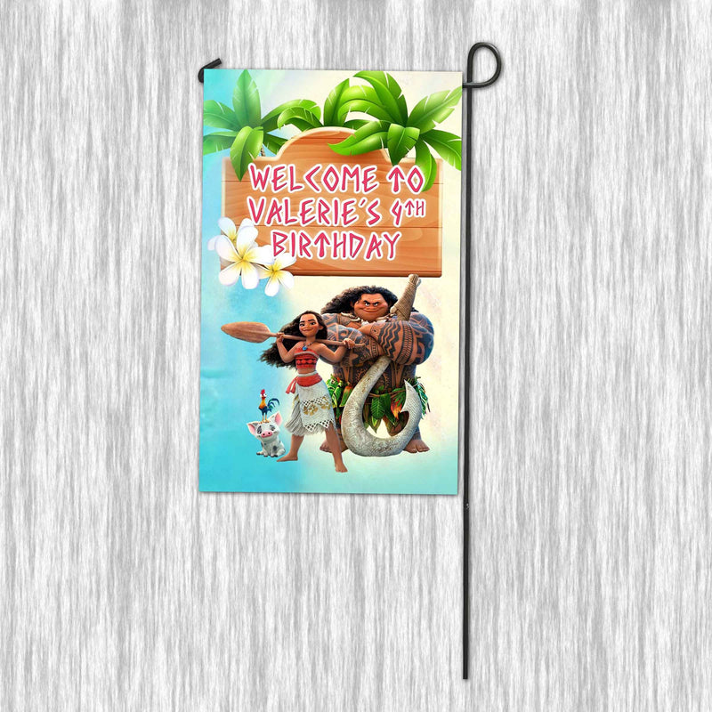 Moana Garden Flag with pole - Garden Sign - 11x18in double sided