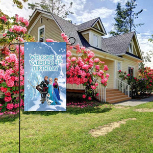 Frozen Garden Flag with pole - Garden Sign - 11x18in double sided
